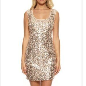Guess Champagne Sequin Mini Dress Sz 2